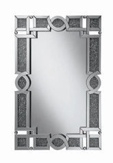 Coaster Jackie Interlocking Wall Mirror with Iridescent Panels and Beads Silver Model 961444